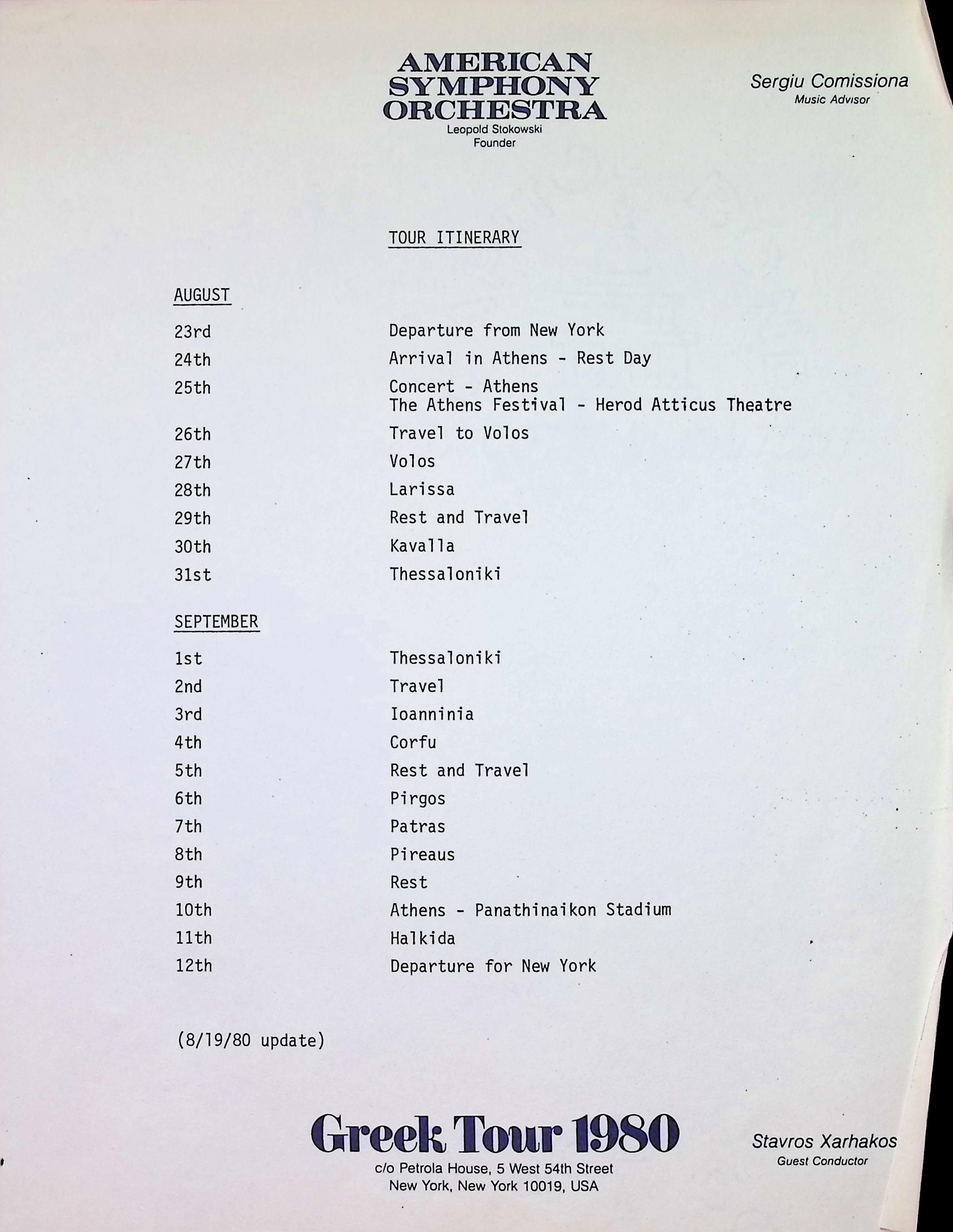 AMERICAN SYMPHONY ORCHESTRA, 1980