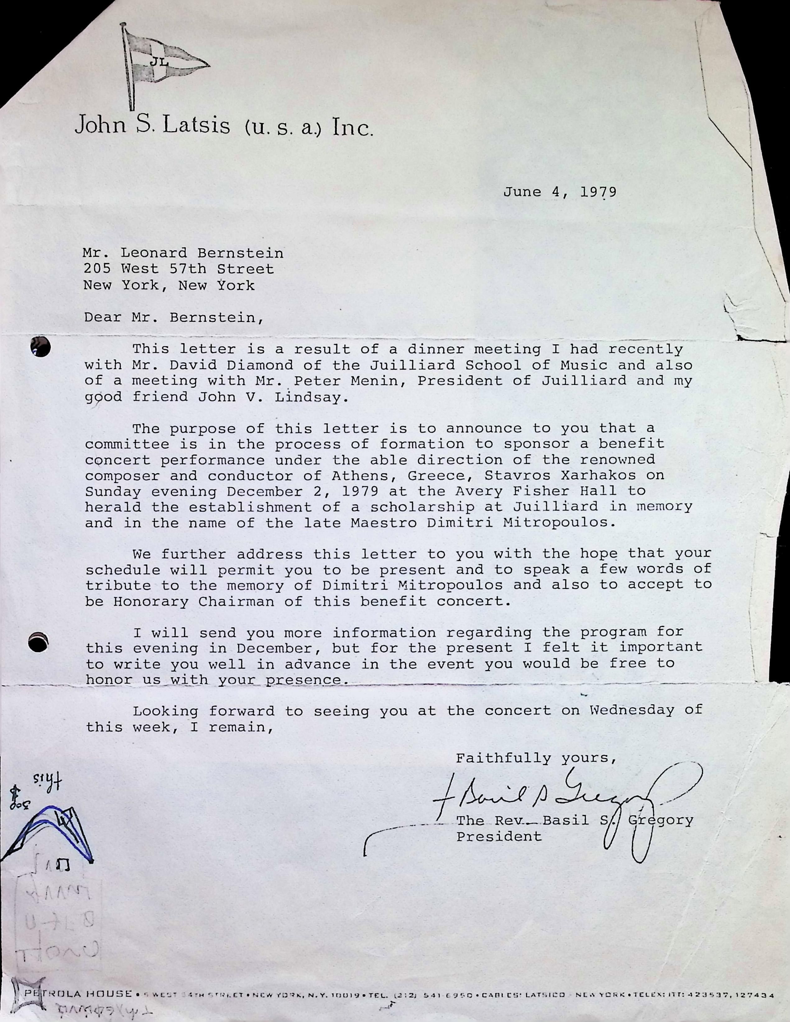 INVITATION TO LEONARD BERNSTEIN